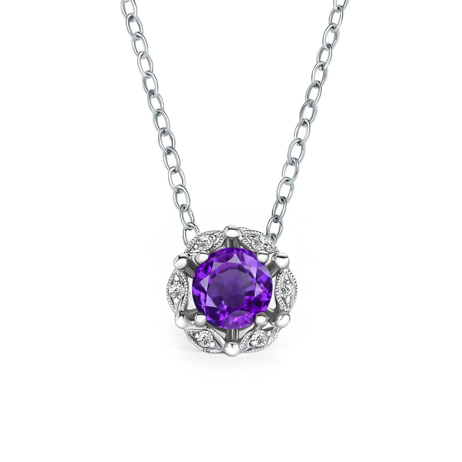 Delicate Floral Amethyst Diamond Necklace sold by Kirk Kara