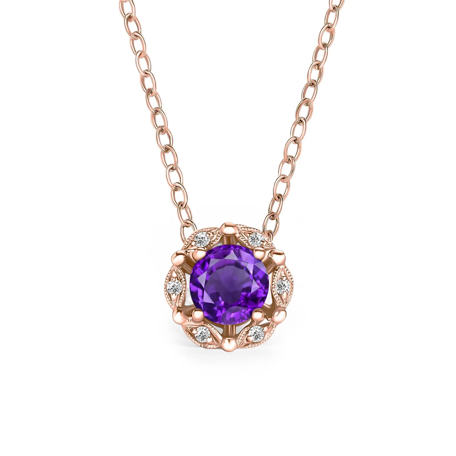 Delicate Floral Amethyst Diamond Necklace sold by Kirk Kara product image thumbnail 2