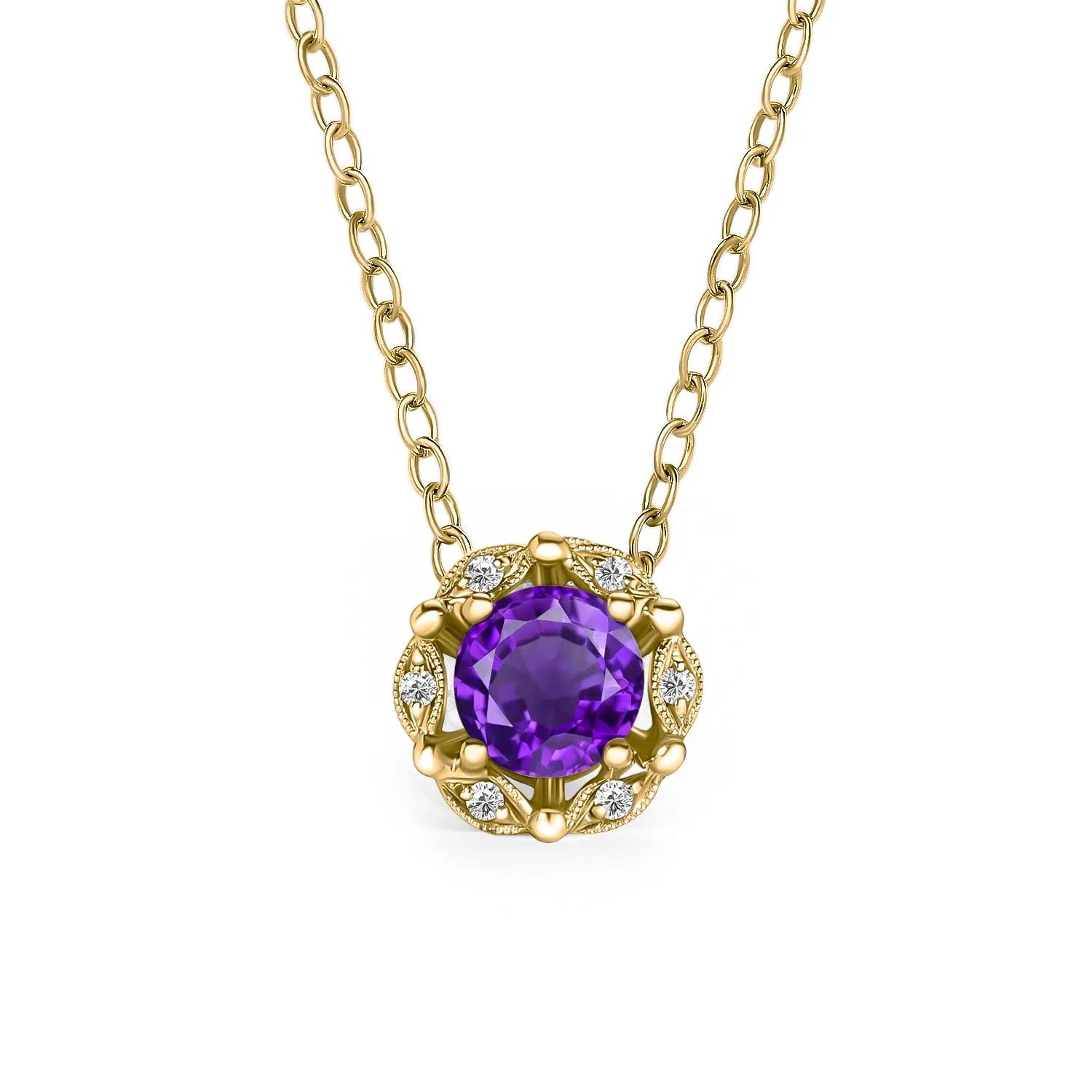 Delicate Floral Amethyst Diamond Necklace sold by Kirk Kara product image thumbnail 3