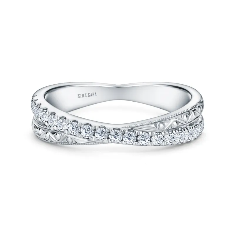 Engraved Criss Cross Diamond Wedding Band sold by Kirk Kara