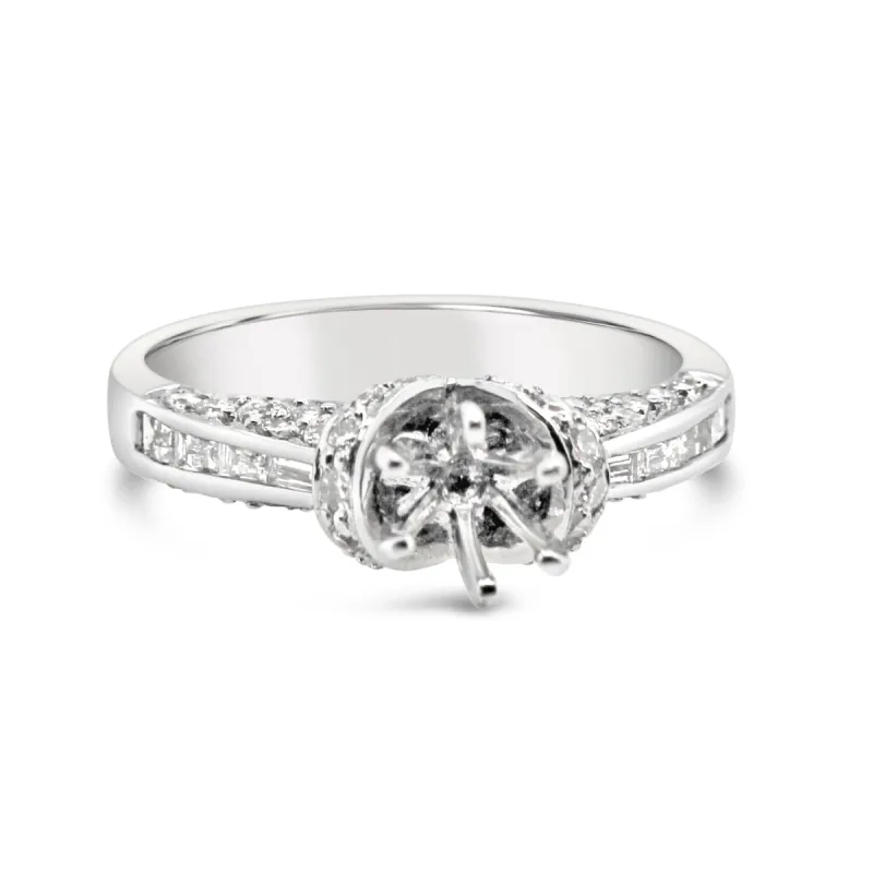 Platinum Pavé Diamond Cathedral Engagement Ring sold by Kirk Kara