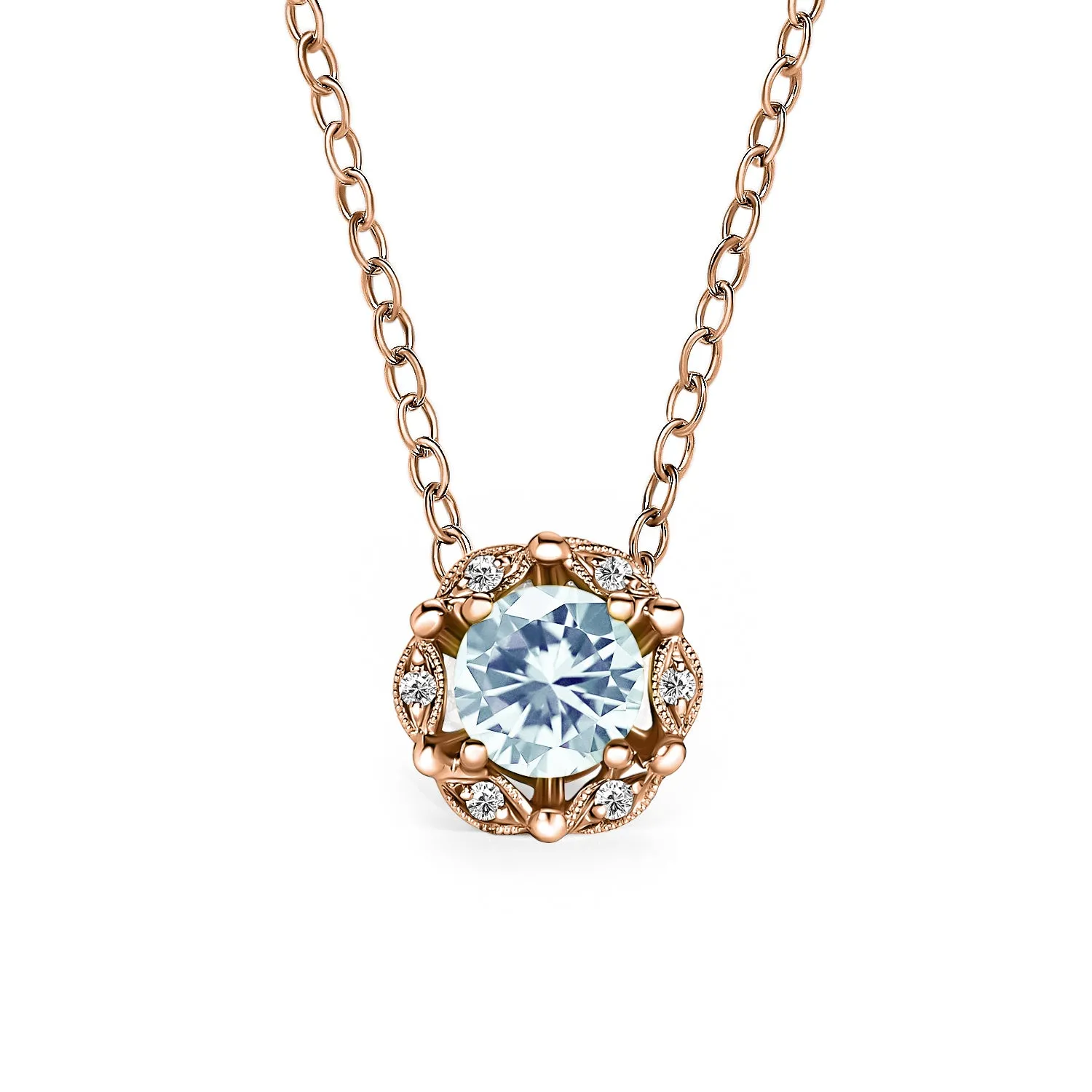 Delicate Floral Aquamarine Diamond Necklace sold by Kirk Kara product image thumbnail 2