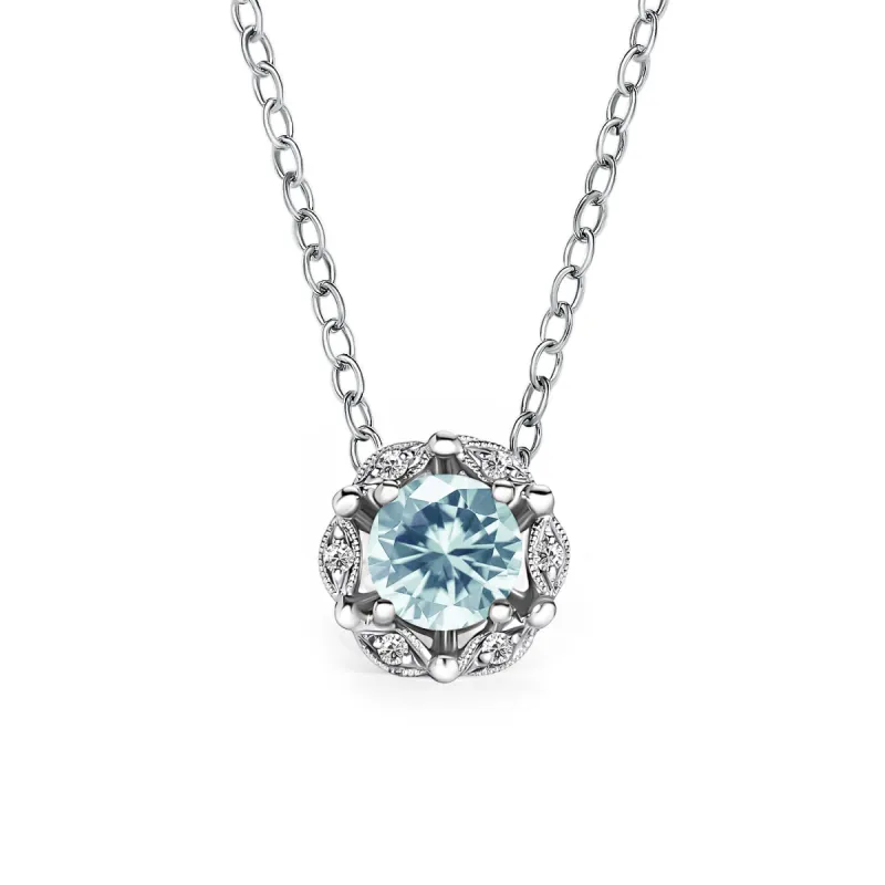 Delicate Floral Aquamarine Diamond Necklace sold by Kirk Kara