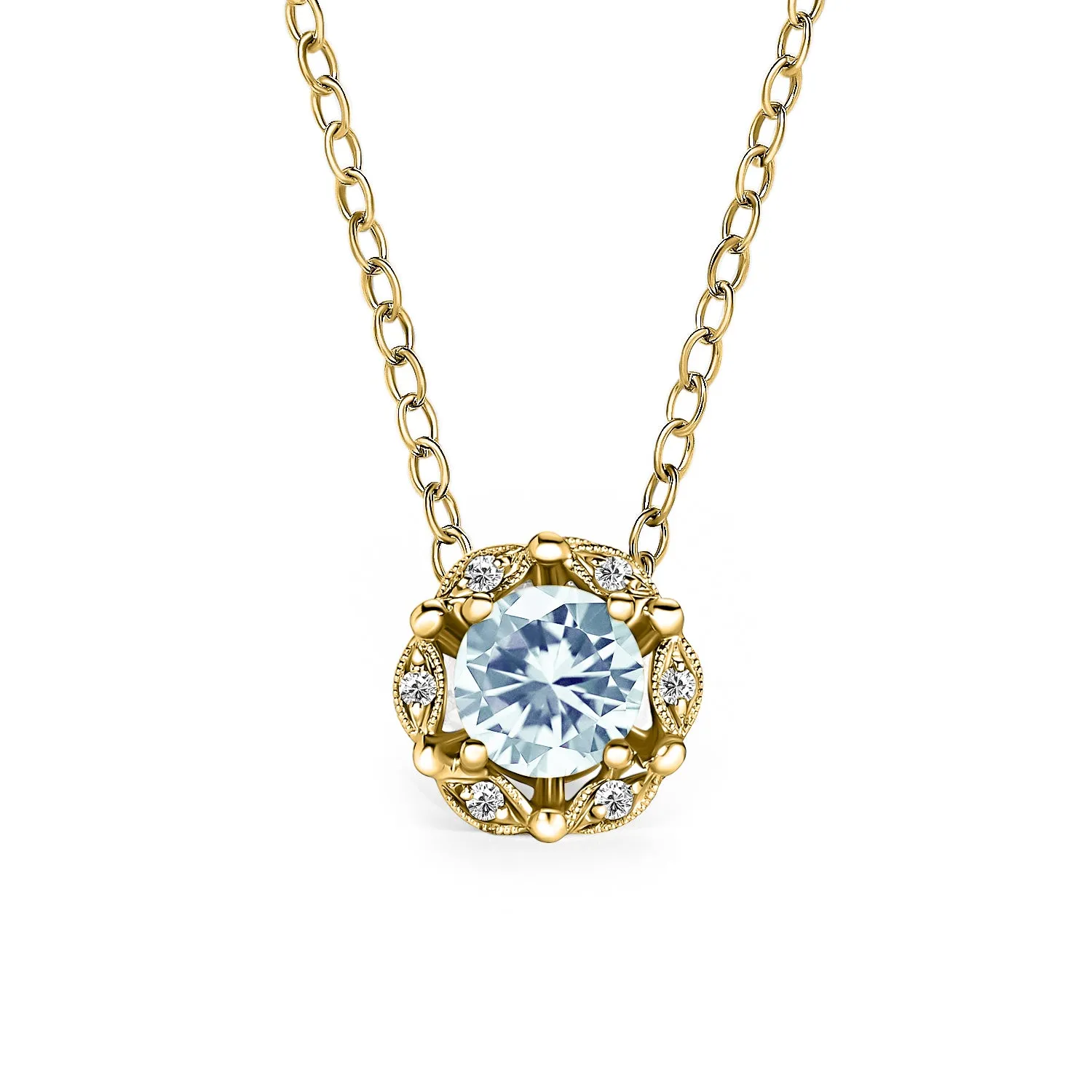 Delicate Floral Aquamarine Diamond Necklace sold by Kirk Kara product image thumbnail 3