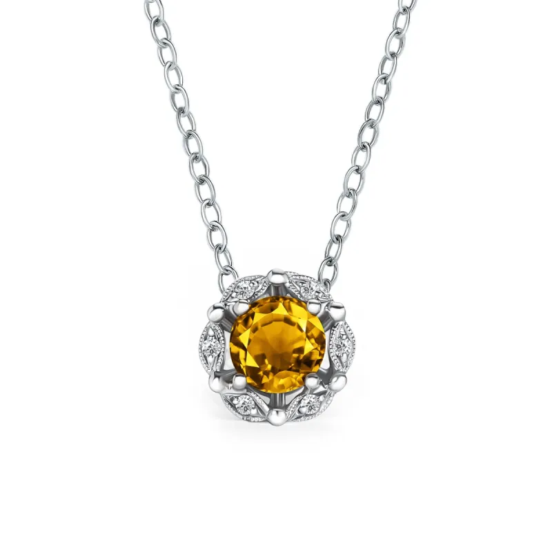 Delicate Floral Citrine Diamond Necklace sold by Kirk Kara