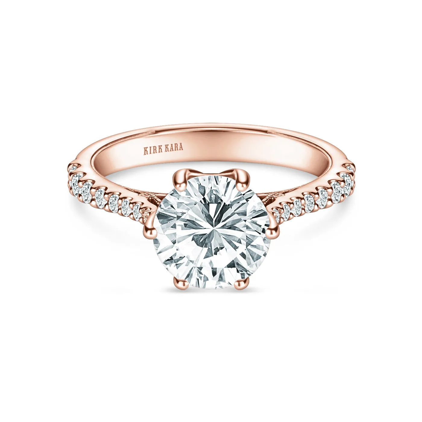 Wide Classic Filigree Diamond Solitaire Engagement Ring sold by Kirk Kara product image thumbnail 4