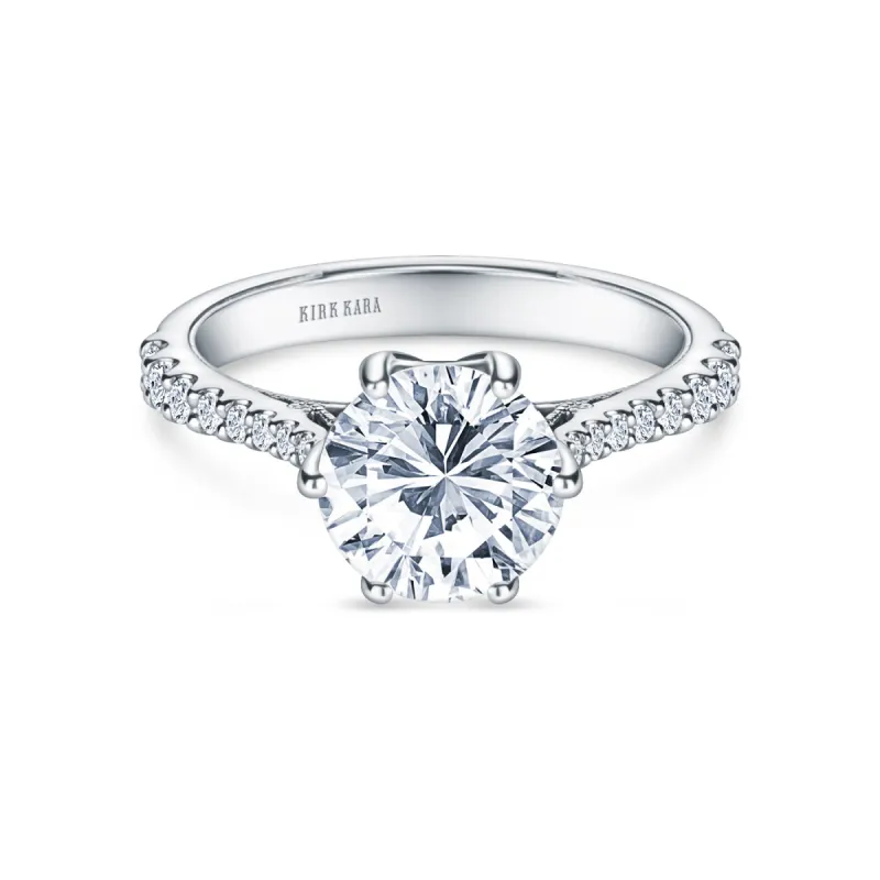 Wide Classic Filigree Diamond Solitaire Engagement Ring sold by Kirk Kara