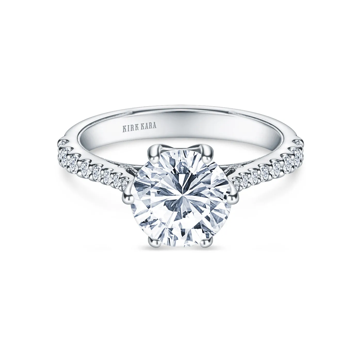 Wide Classic Filigree Diamond Solitaire Engagement Ring sold by Kirk Kara