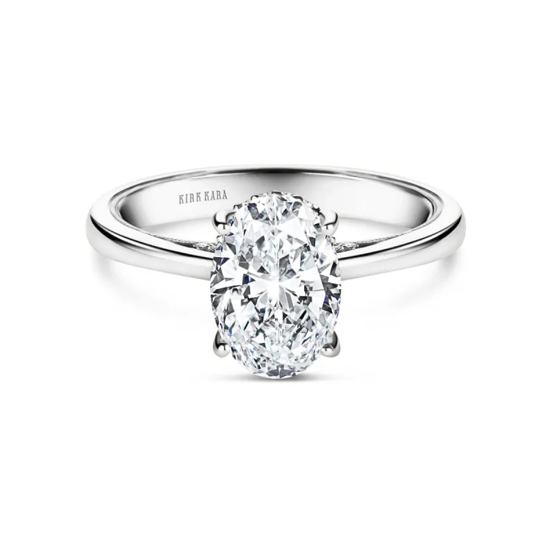 Wide Hidden Halo Classic Solitaire Engagement Ring sold by Kirk Kara