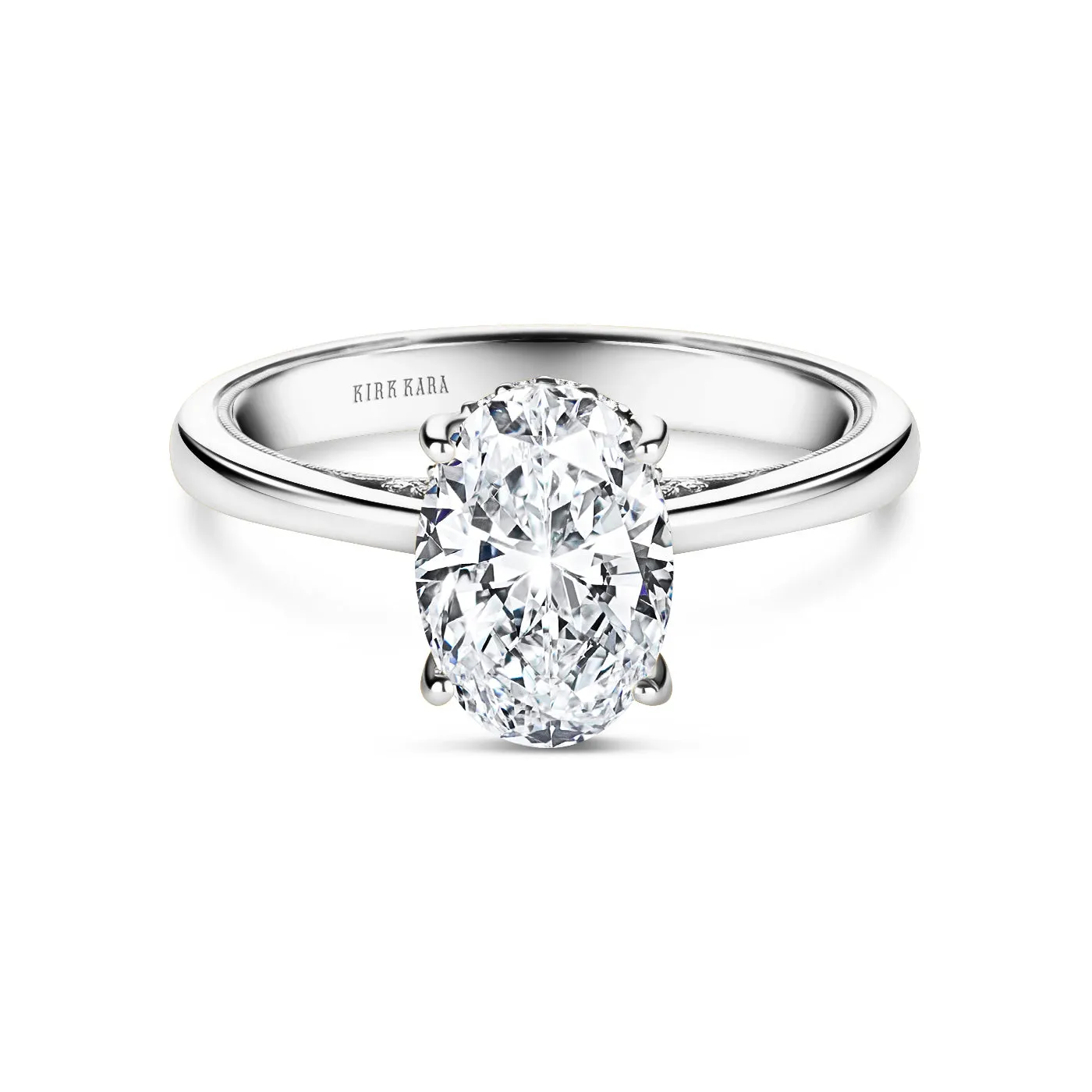 Wide Hidden Halo Classic Solitaire Engagement Ring sold by Kirk Kara