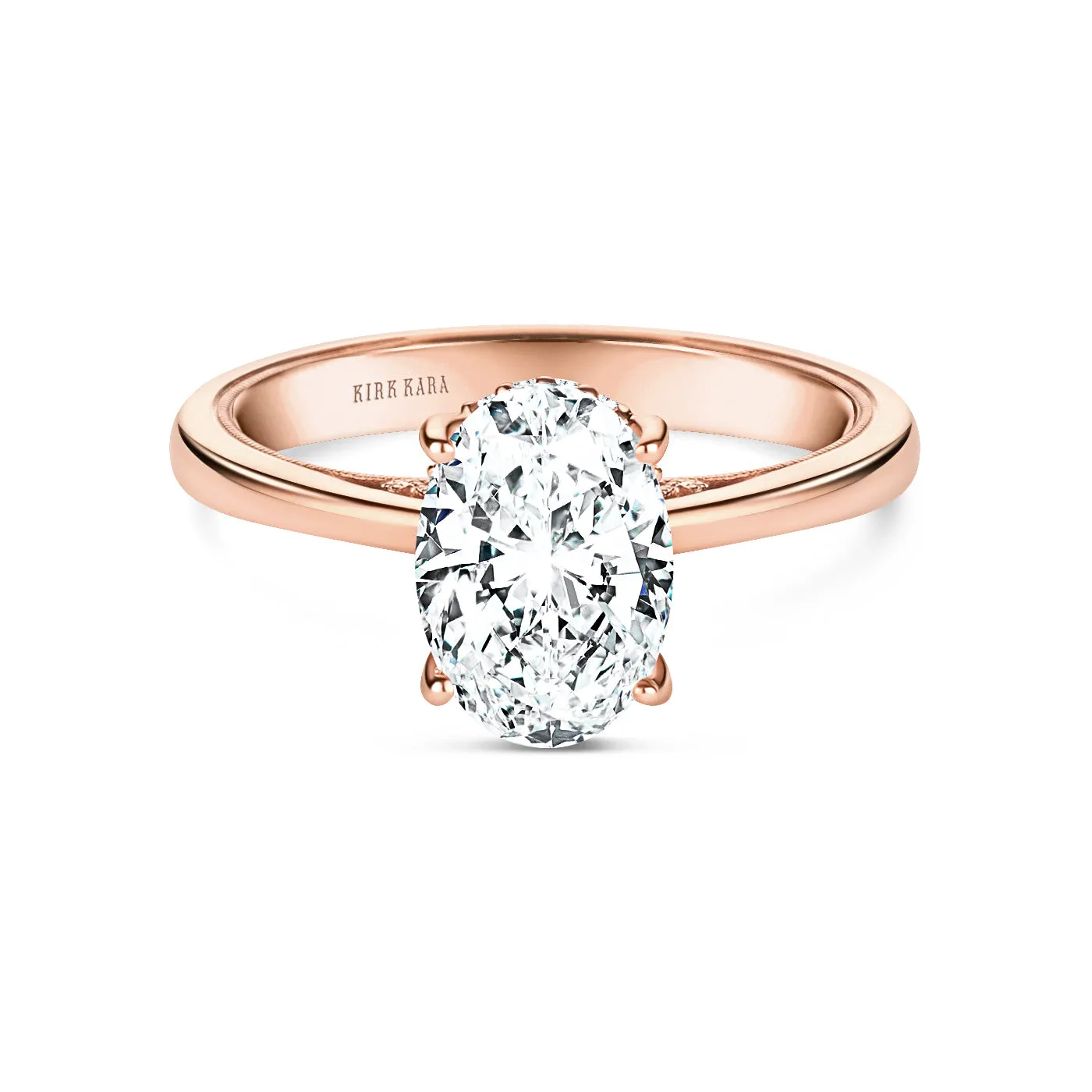 Wide Hidden Halo Classic Solitaire Engagement Ring sold by Kirk Kara product image thumbnail 4