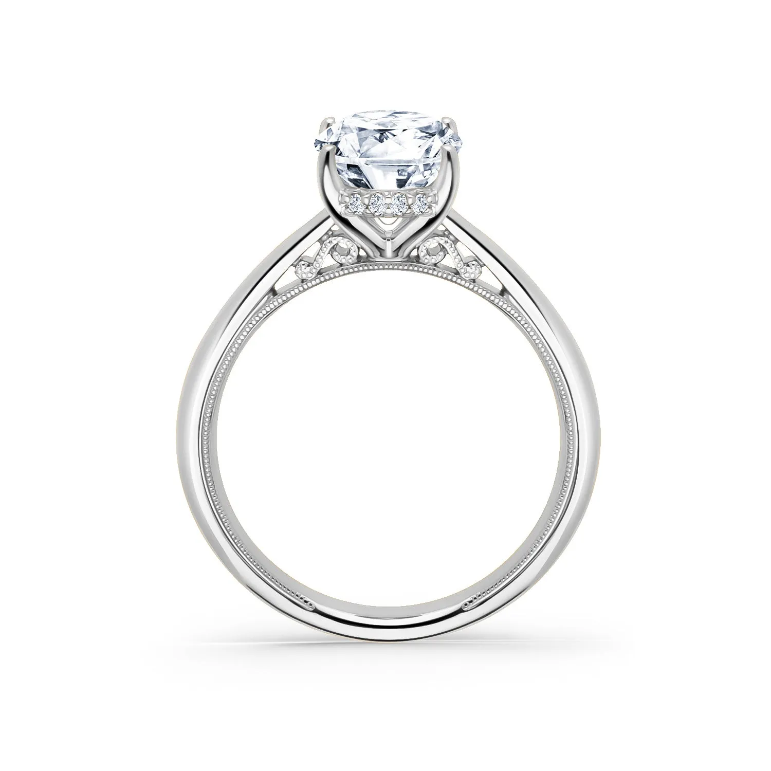 Wide Hidden Halo Classic Solitaire Engagement Ring sold by Kirk Kara product image thumbnail 3