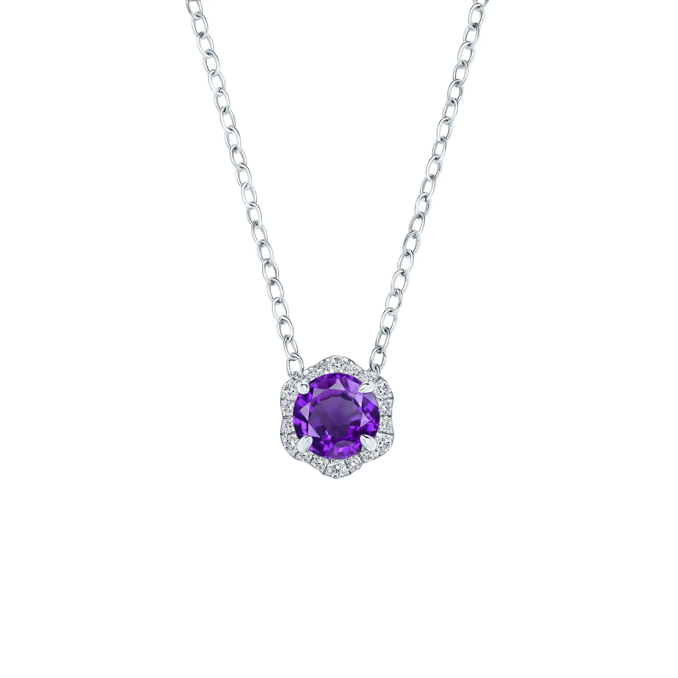 Floral Milgrain Amethyst Diamond Necklace sold by Kirk Kara
