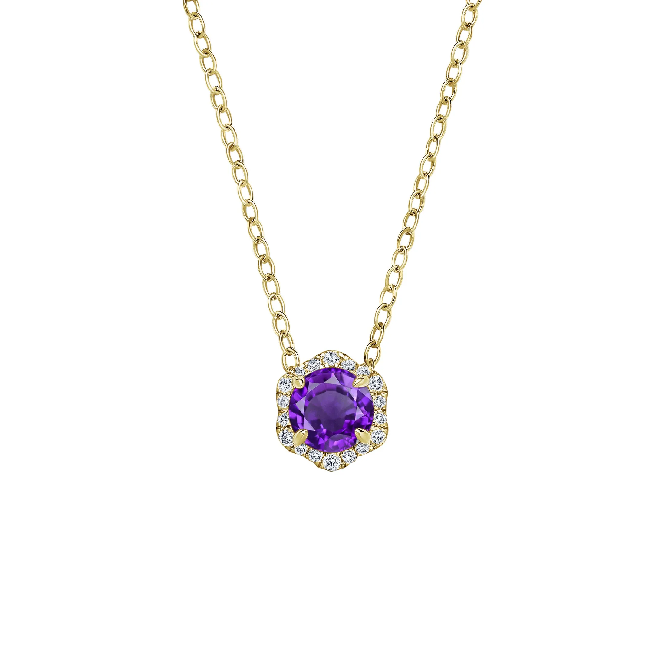 Floral Milgrain Amethyst Diamond Necklace sold by Kirk Kara product image thumbnail 3