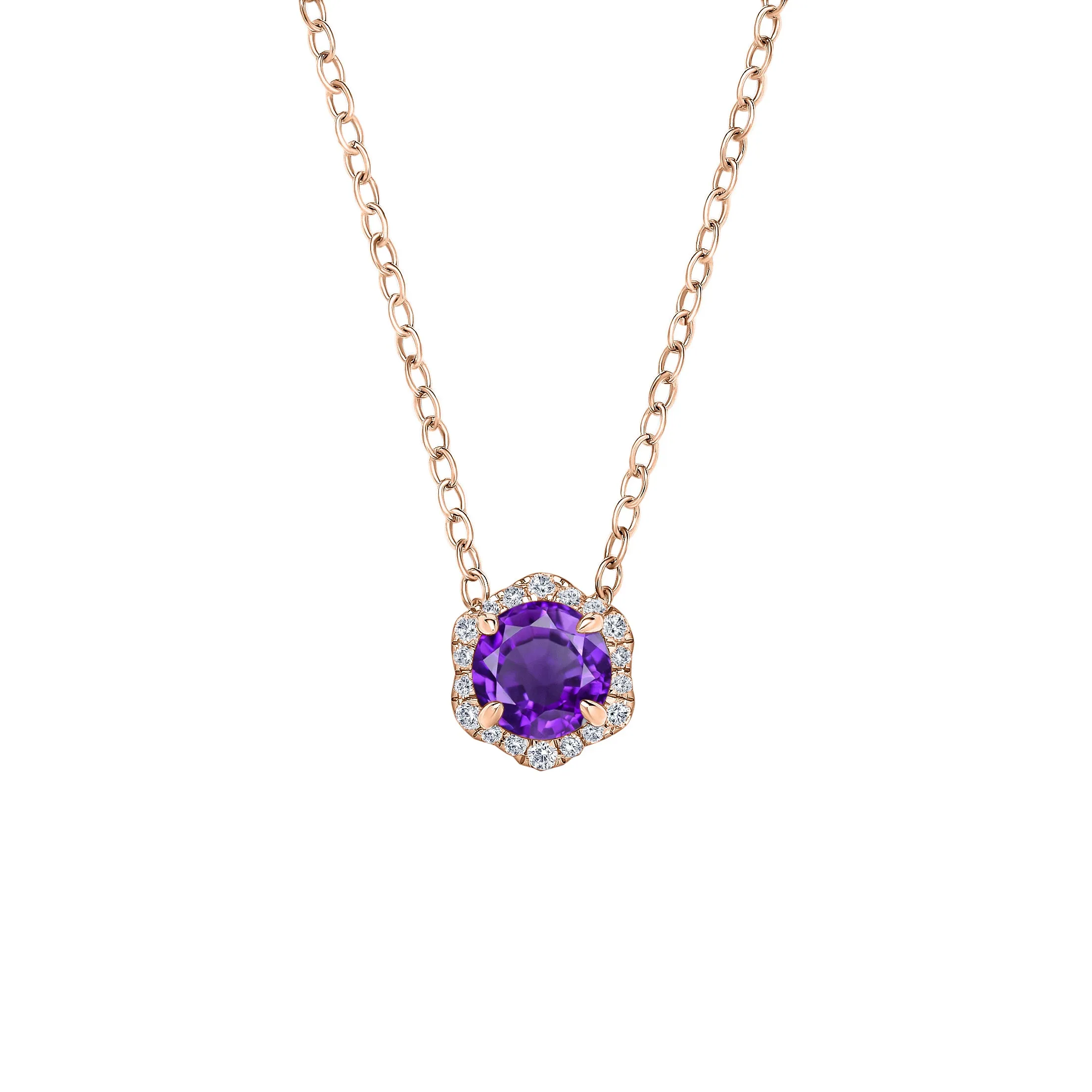 Floral Milgrain Amethyst Diamond Necklace sold by Kirk Kara product image thumbnail 2