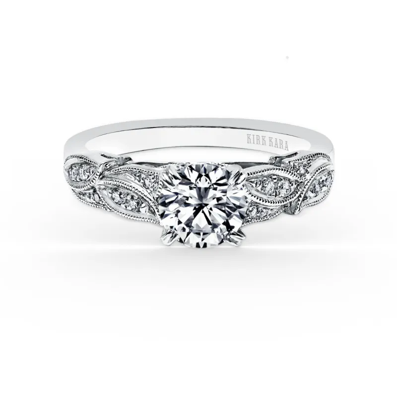 Pavé Leaf Floral Diamond Engagement Ring sold by Kirk Kara