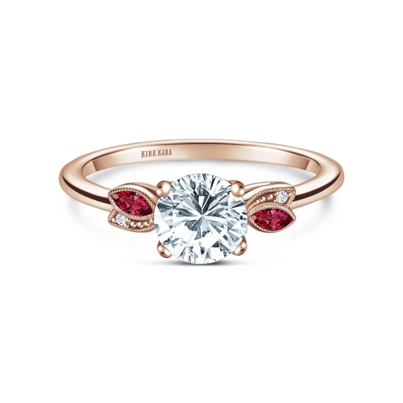 Floral Boho Ruby Diamond Engagement Ring sold by Kirk Kara