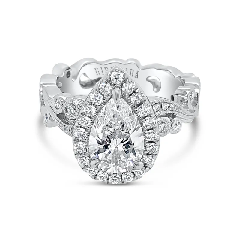 Whimsical Swirl Halo Diamond Engagement Ring sold by Kirk Kara