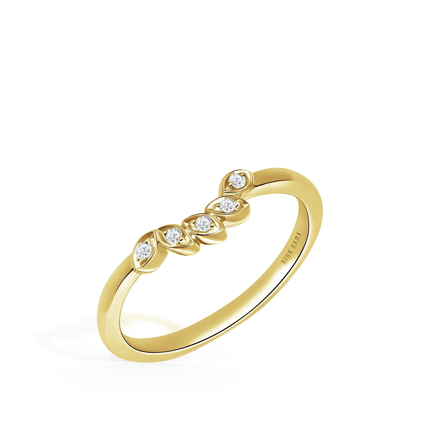 14K Yellow Gold Diamond Leaf Wedding Band sold by Kirk Kara product image thumbnail 2