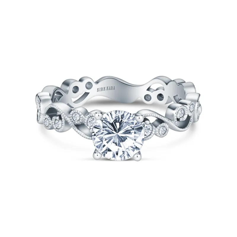 Lace Milgrain Solitaire Diamond Engagement Ring sold by Kirk Kara