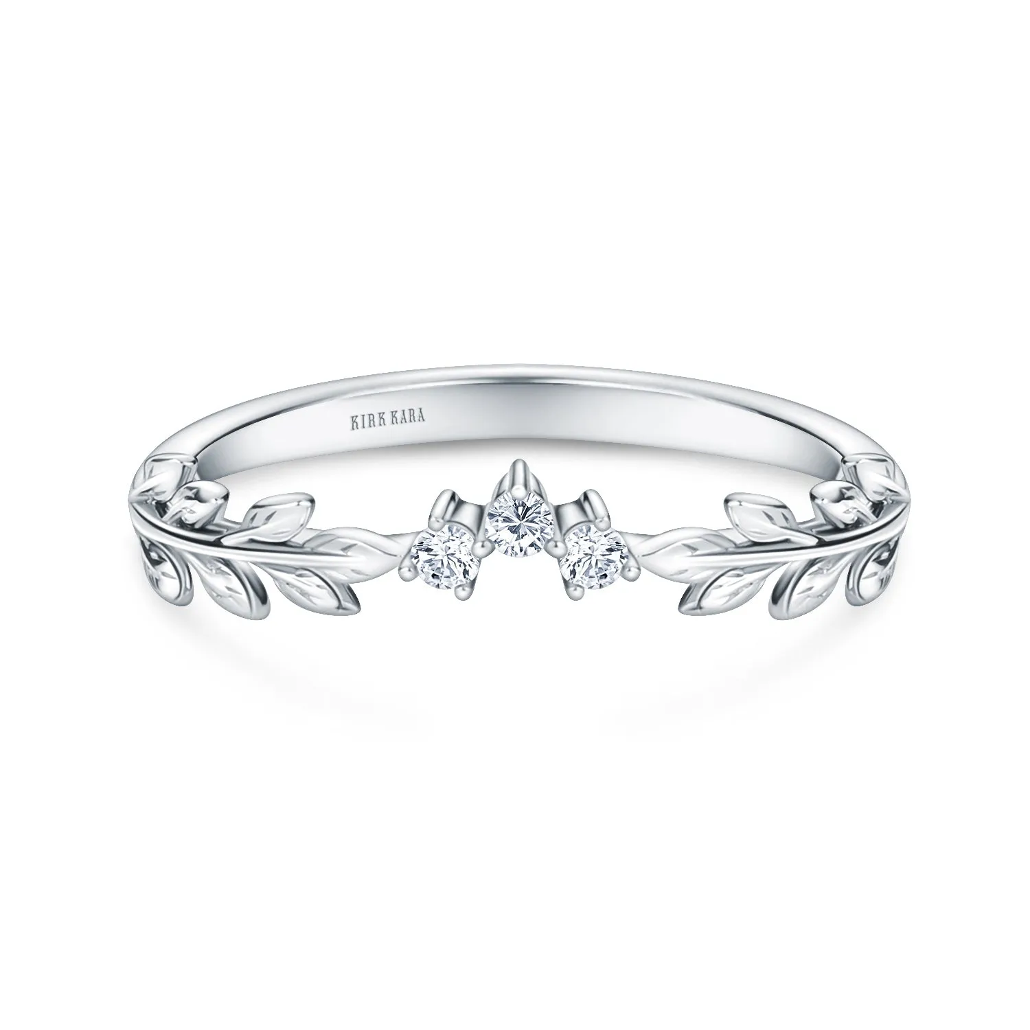 Floral Leaf Inspired Diamond Wedding Band sold by Kirk Kara