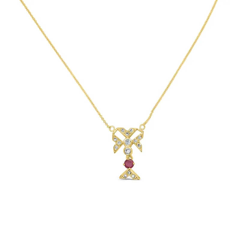 14K Yellow Gold Ruby Diamond Necklace sold by Kirk Kara