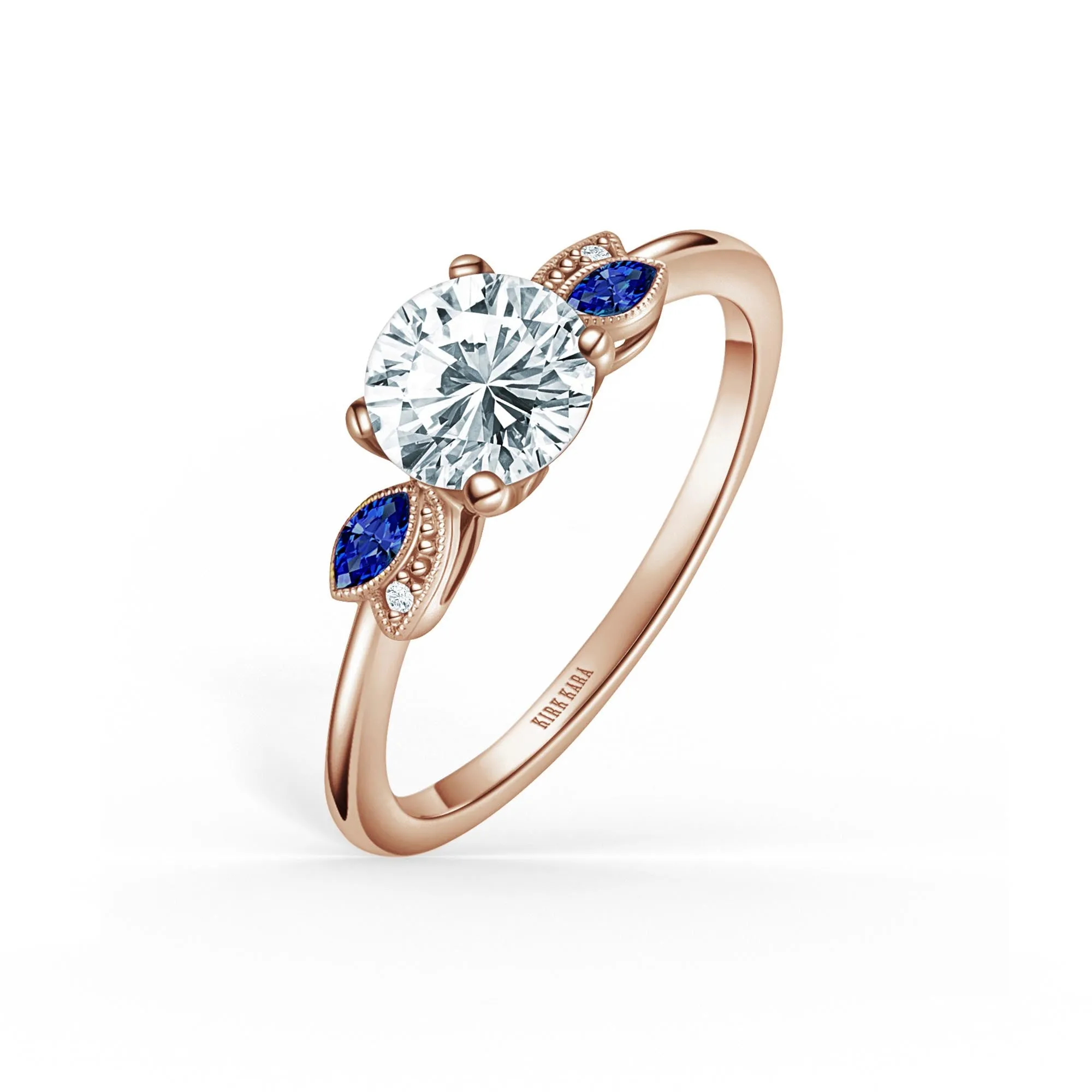 Floral Boho Blue Sapphire Diamond Engagement Ring sold by Kirk Kara product image thumbnail 4