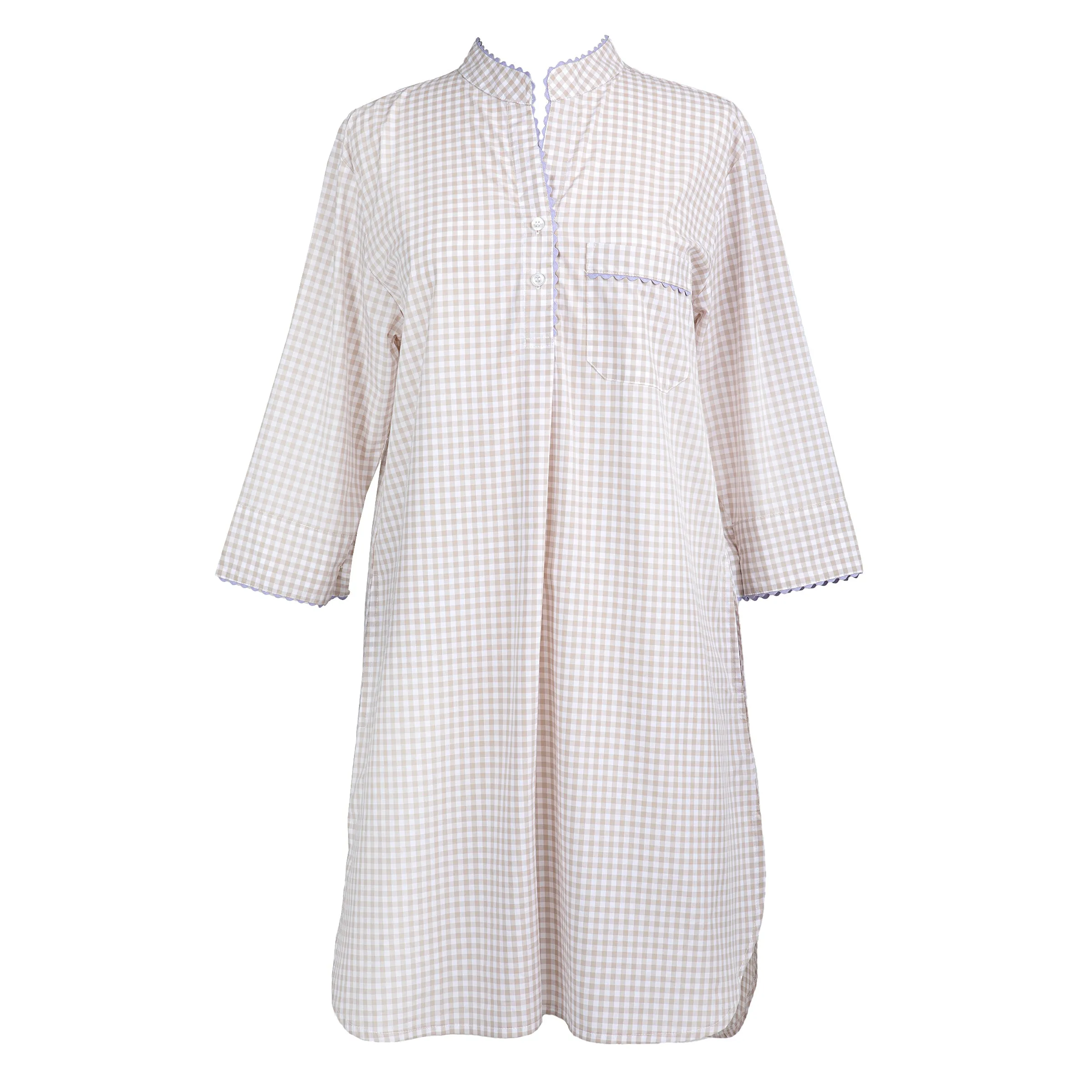GINGHAM COTTON NIGHTSHIRT WITH RIC RAC TRIM sold by Lenora