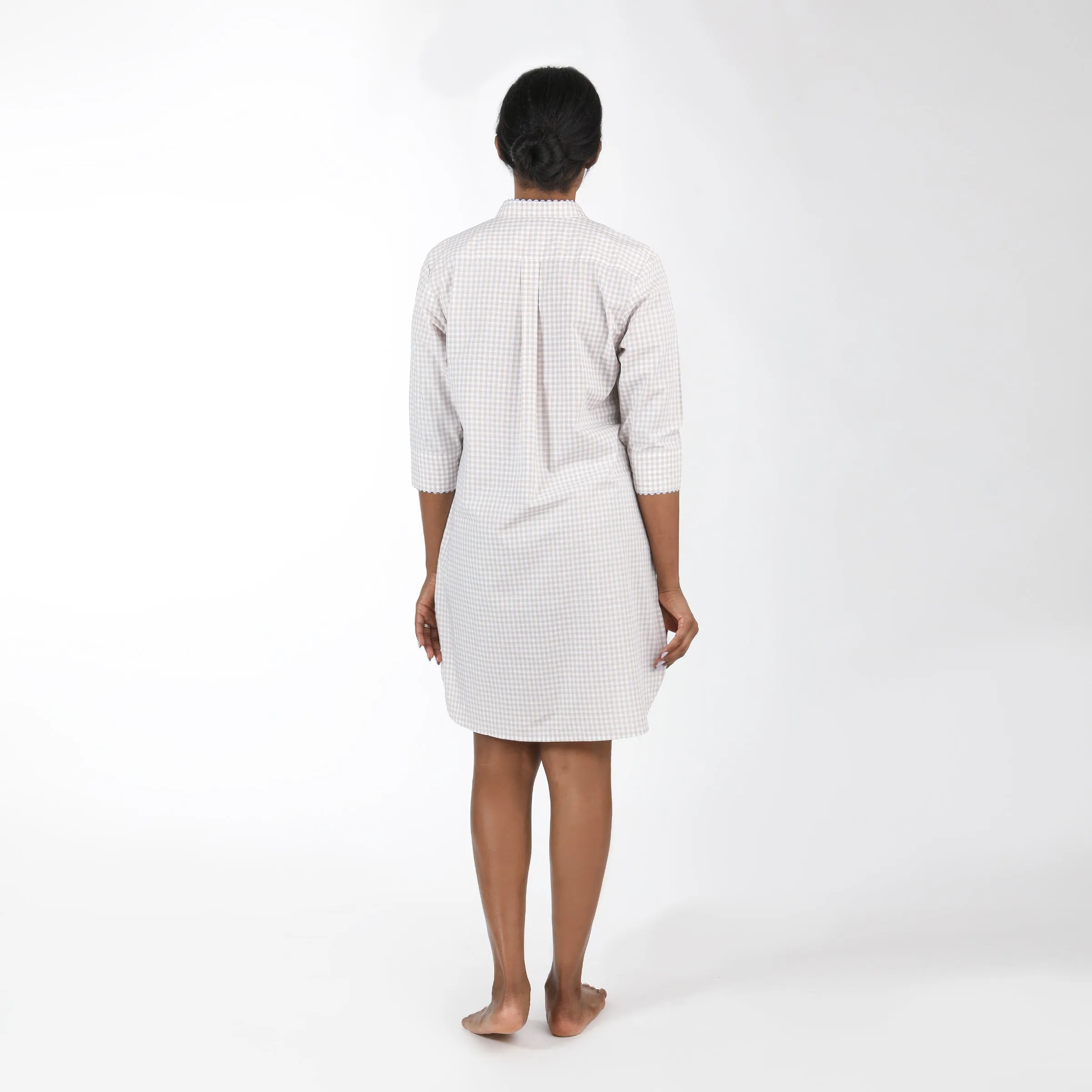 GINGHAM COTTON NIGHTSHIRT WITH RIC RAC TRIM sold by Lenora product image thumbnail 5