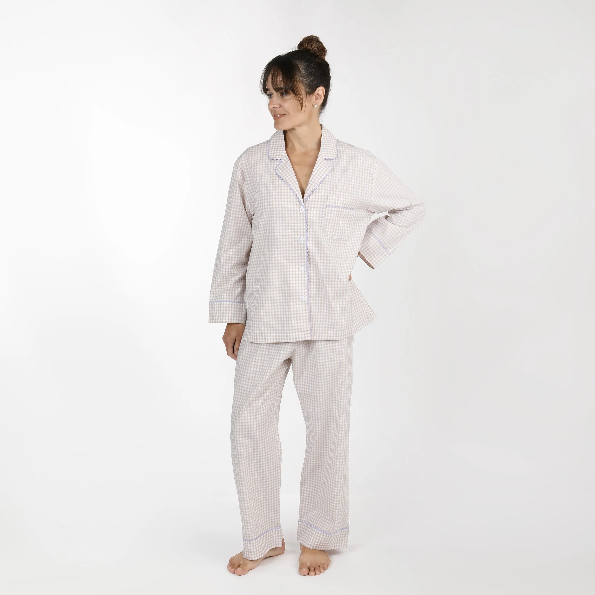 GINGHAM COTTON PAJAMAS W/ RIC RAC TRIM sold by Lenora product image thumbnail 4