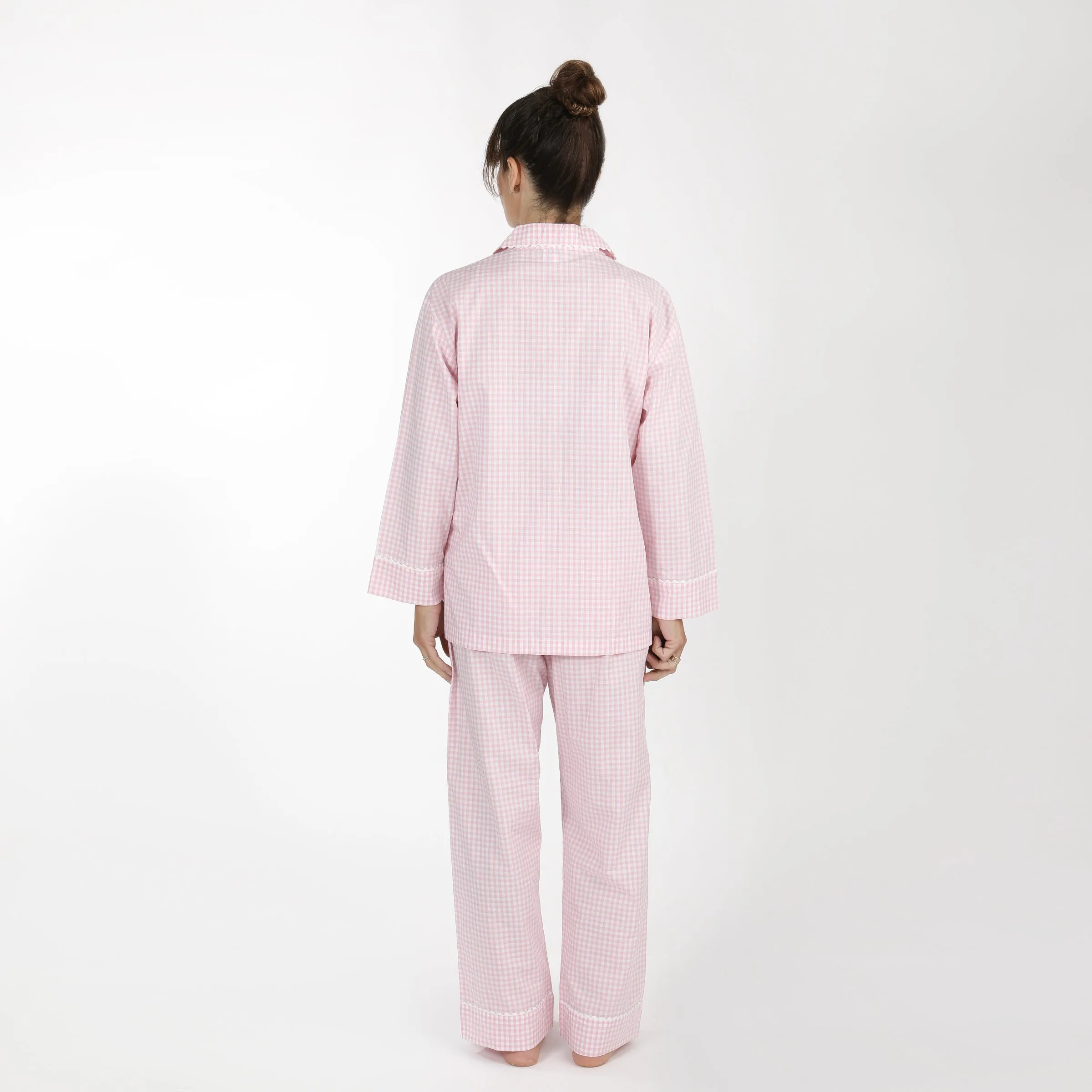 GINGHAM COTTON PAJAMAS W/ RIC RAC TRIM sold by Lenora product image thumbnail 5