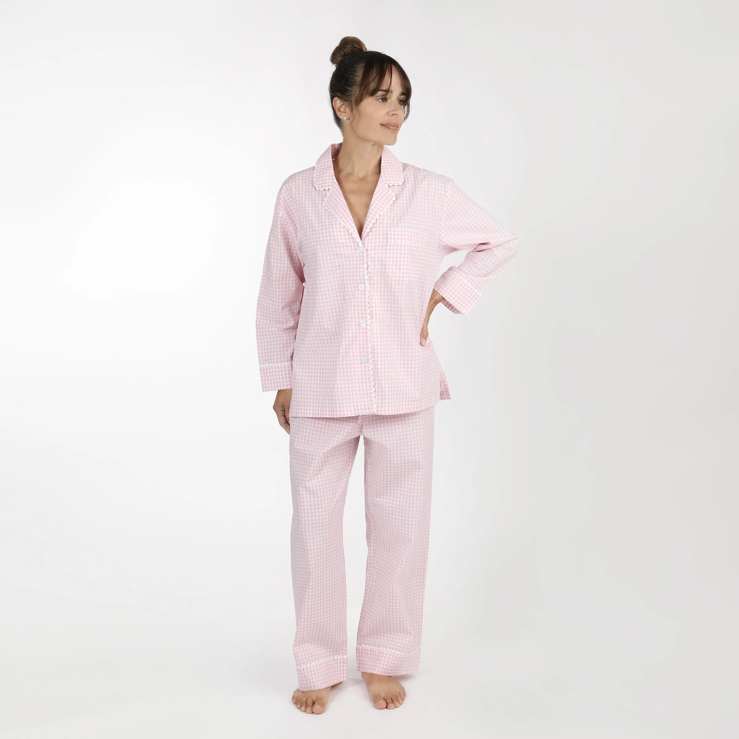 GINGHAM COTTON PAJAMAS W/ RIC RAC TRIM sold by Lenora product image thumbnail 3