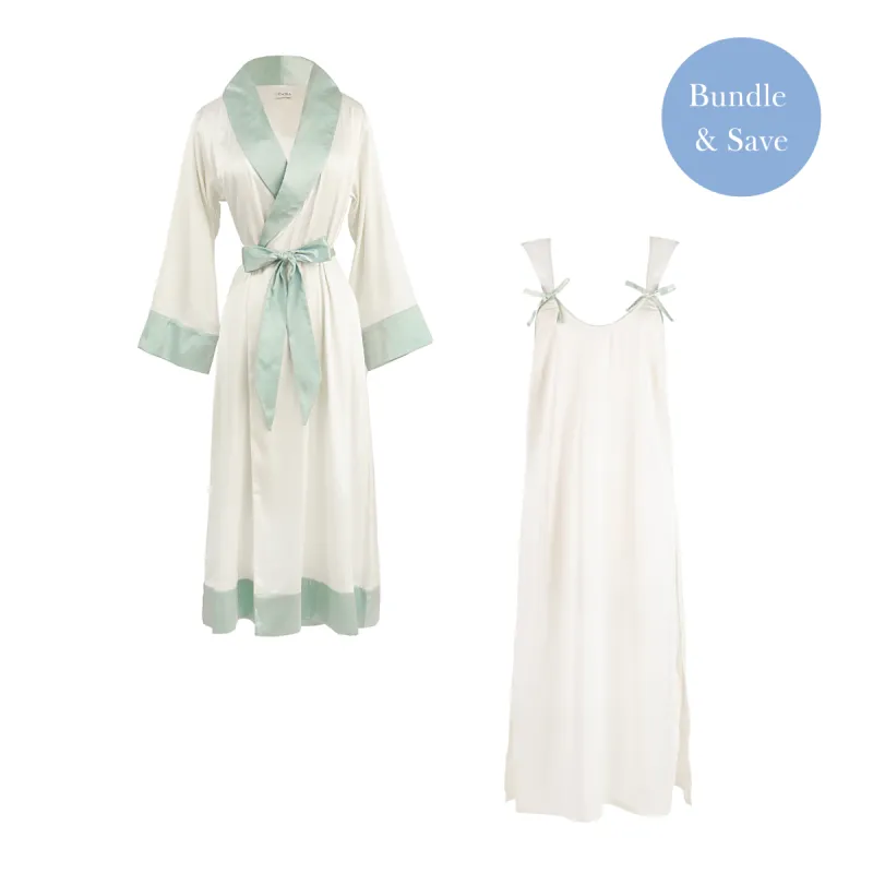 BIRDIE SATIN NIGHTGOWN & ROBE BUNDLE sold by Lenora