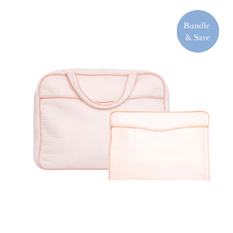 PINK QUILTED SATIN TRAVEL BUNDLE sold by Lenora