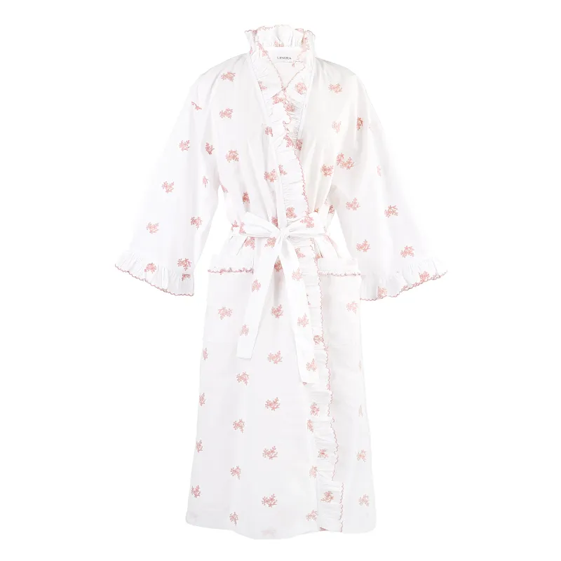 NANCY COTTON RUFFLE EMBROIDERED ROBE sold by Lenora