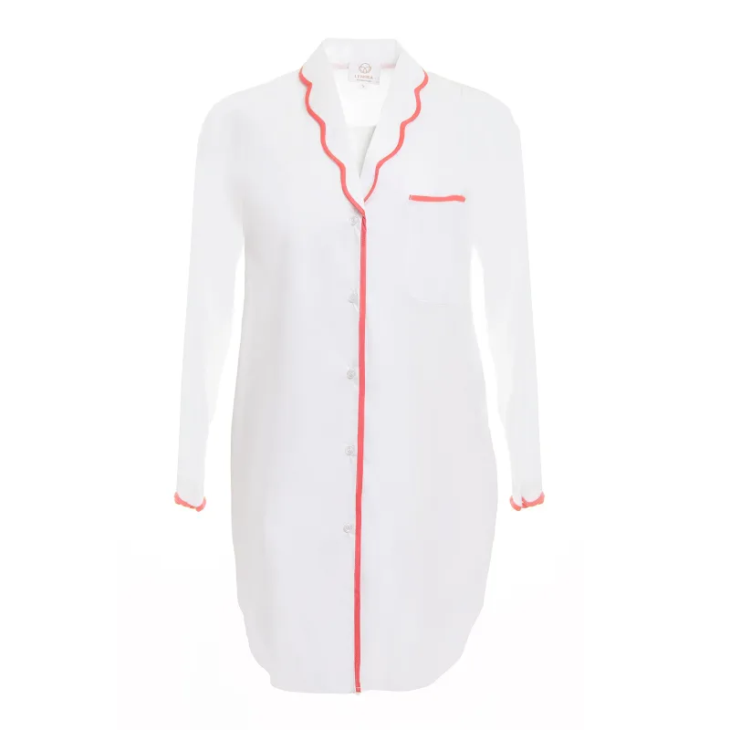 Vandy Cotton Nightshirt in Coral sold by Lenora