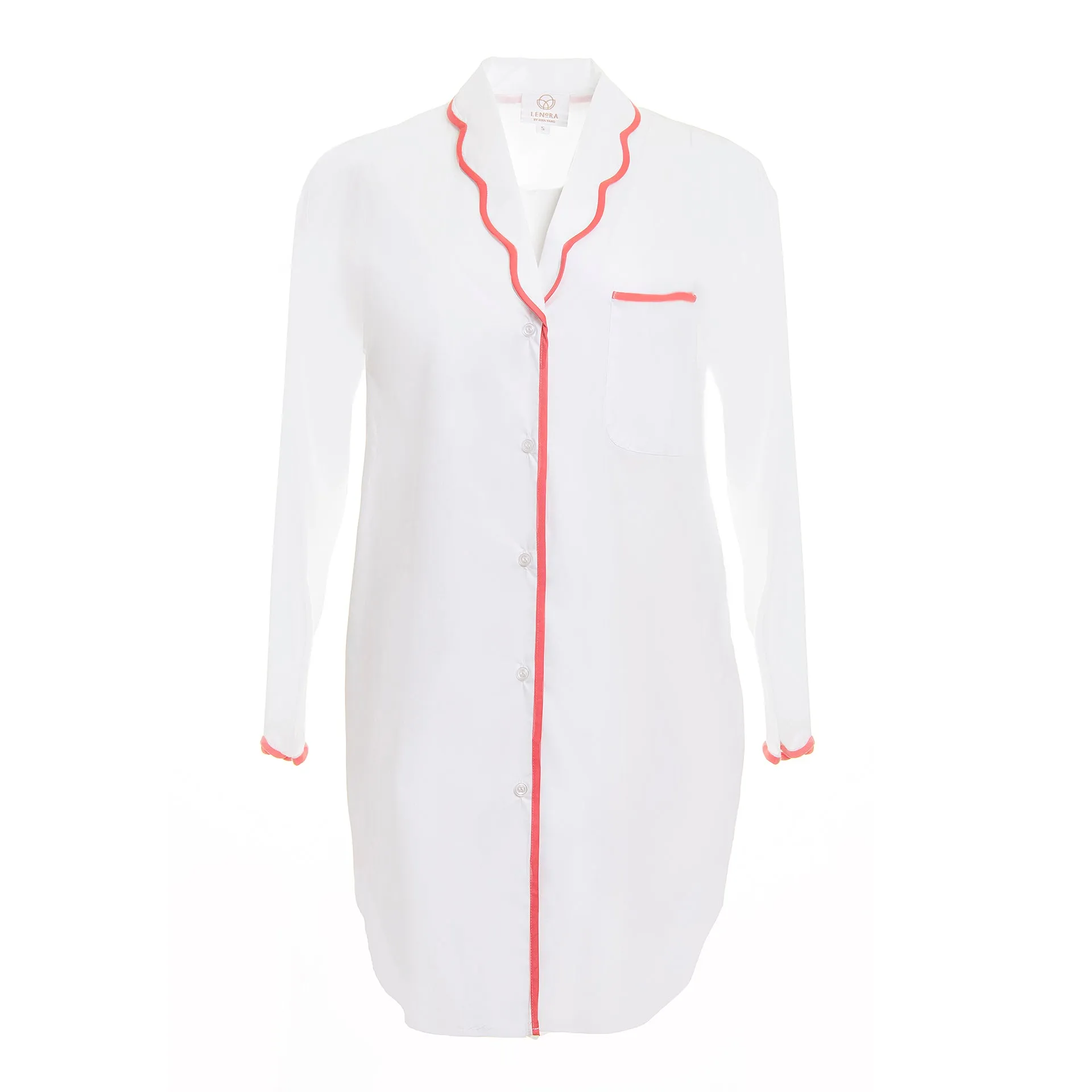 Vandy Cotton Nightshirt in Coral sold by Lenora