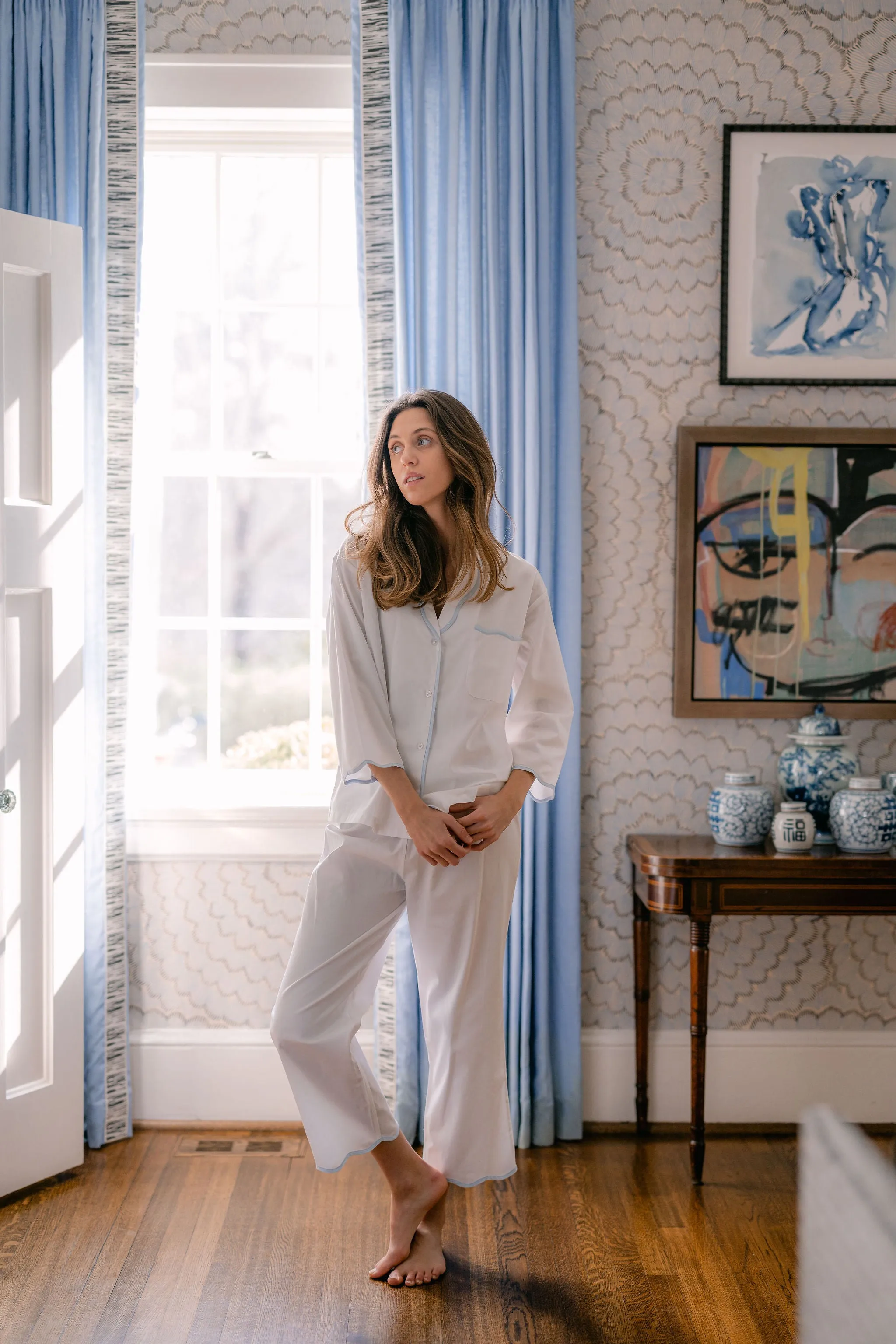 VANDY SCALLOPED TAPE TRIM PAJAMAS sold by Lenora product image thumbnail 5