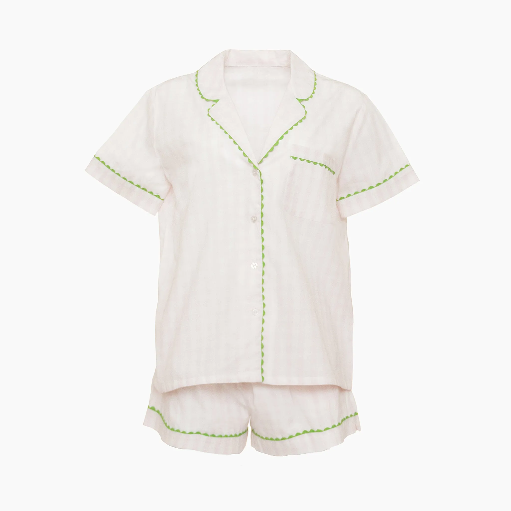 CLASSIC GINGHAM CHECK SHORT PAJAMAS W/ RIC RAK TRIM sold by Lenora product image thumbnail 2