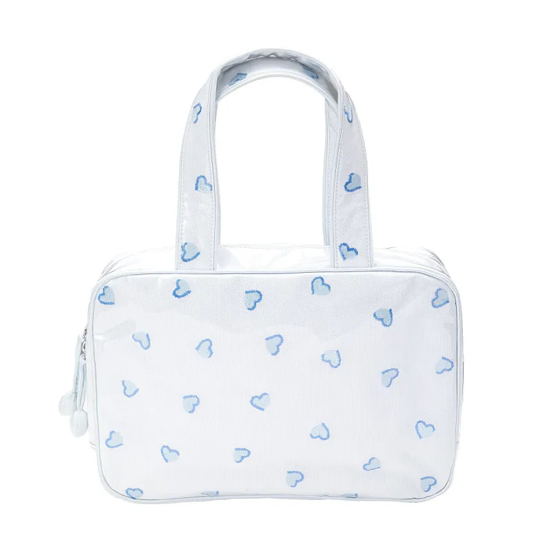 HEARTS DOUBLE HANDLE COSMETIC BAG sold by Lenora