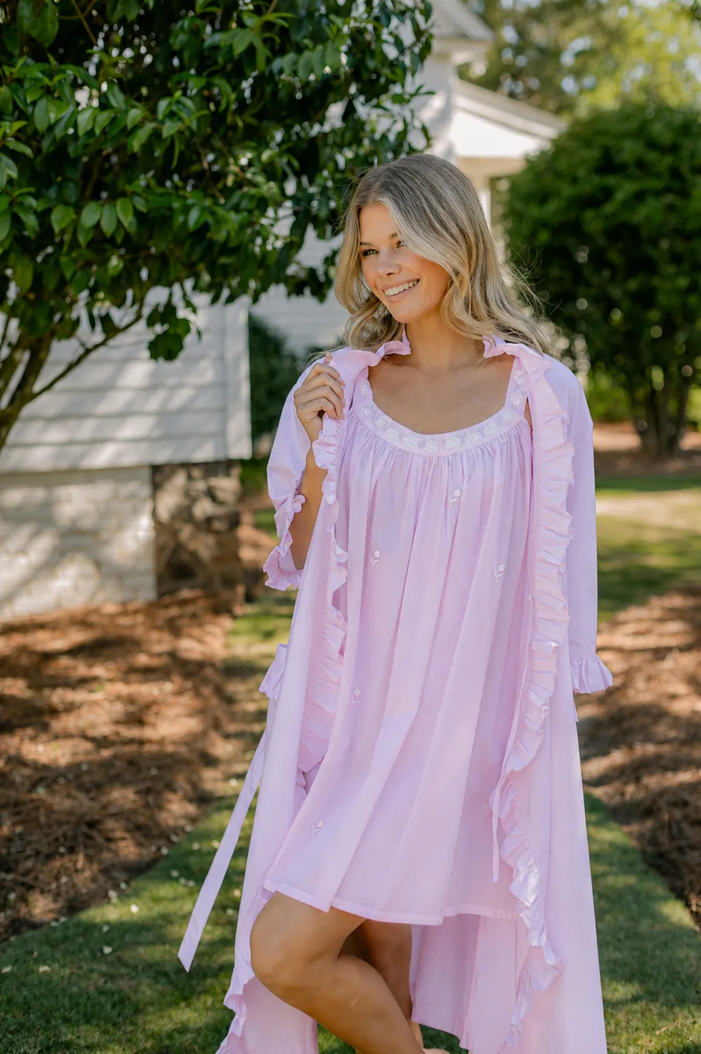 RUFFLE ROBE & EMBROIDERED TANK NIGHTGOWN sold by Lenora product image thumbnail 3