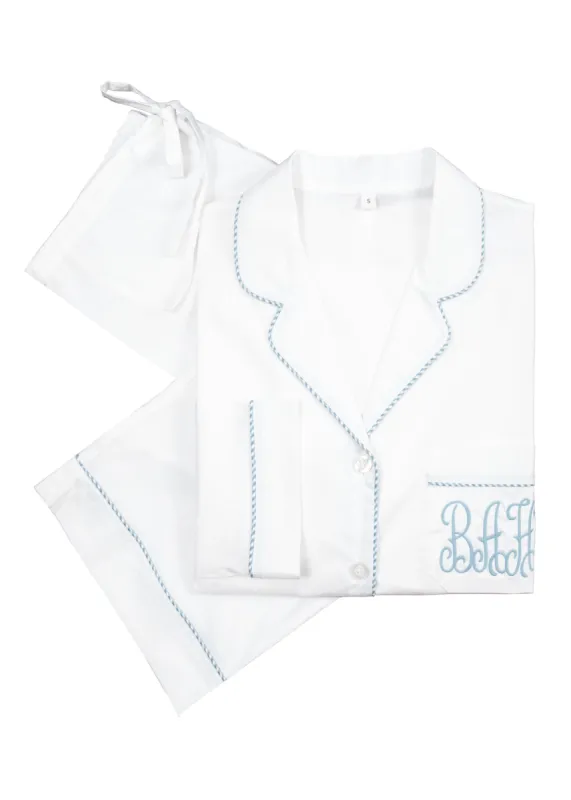 CLASSIC CAPRI COTTON PAJAMAS WITH GINGHAM TRIM sold by Lenora