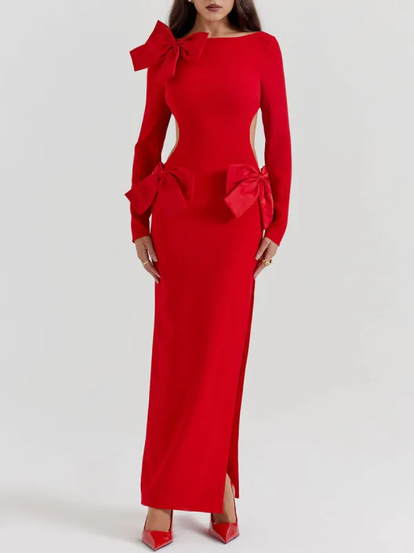 Red Bow Maxi Dress sold by Like My Choice