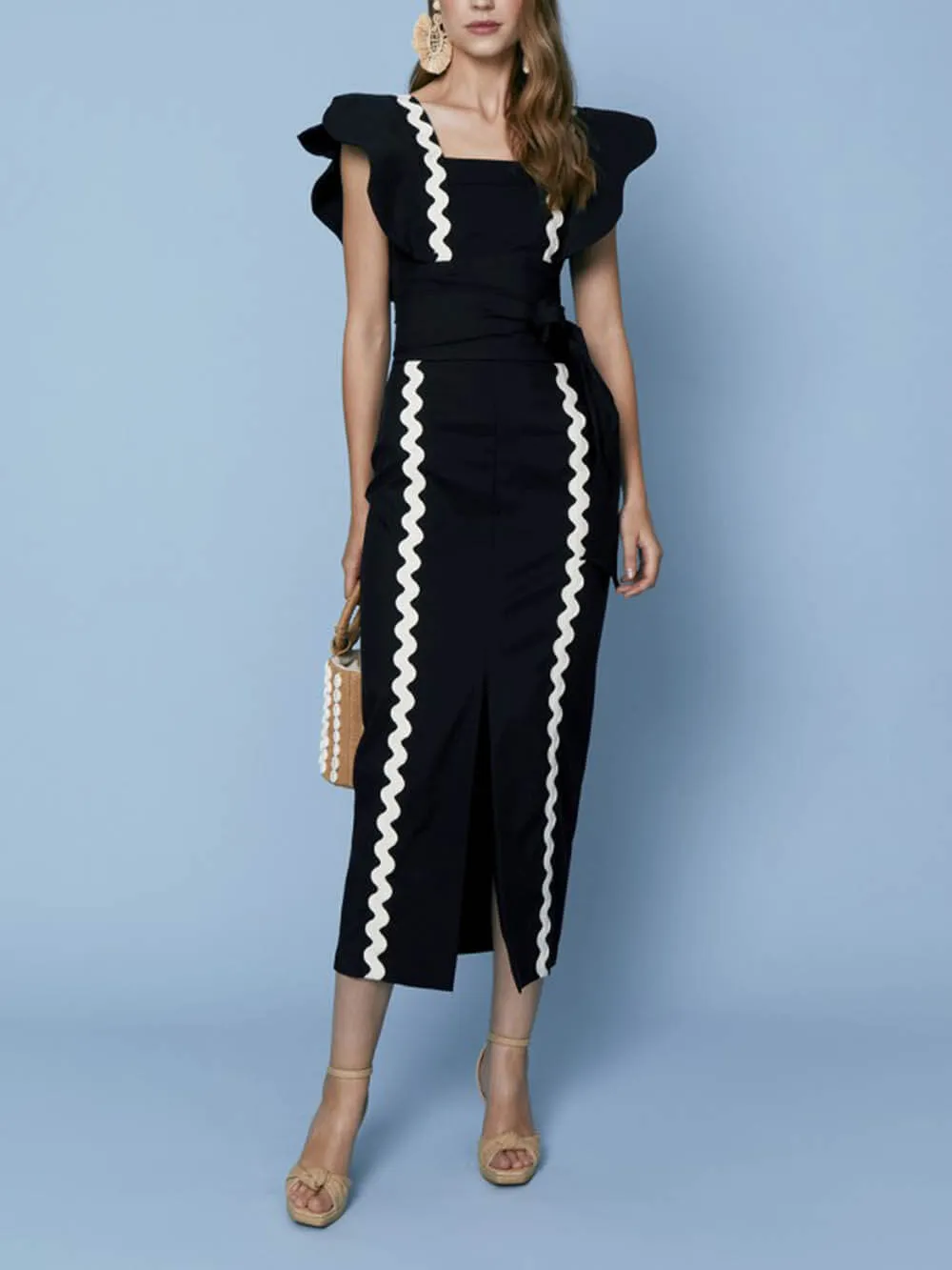 Elegant Contrast High Waist Open Front Skirt sold by Like My Choice product image thumbnail 3