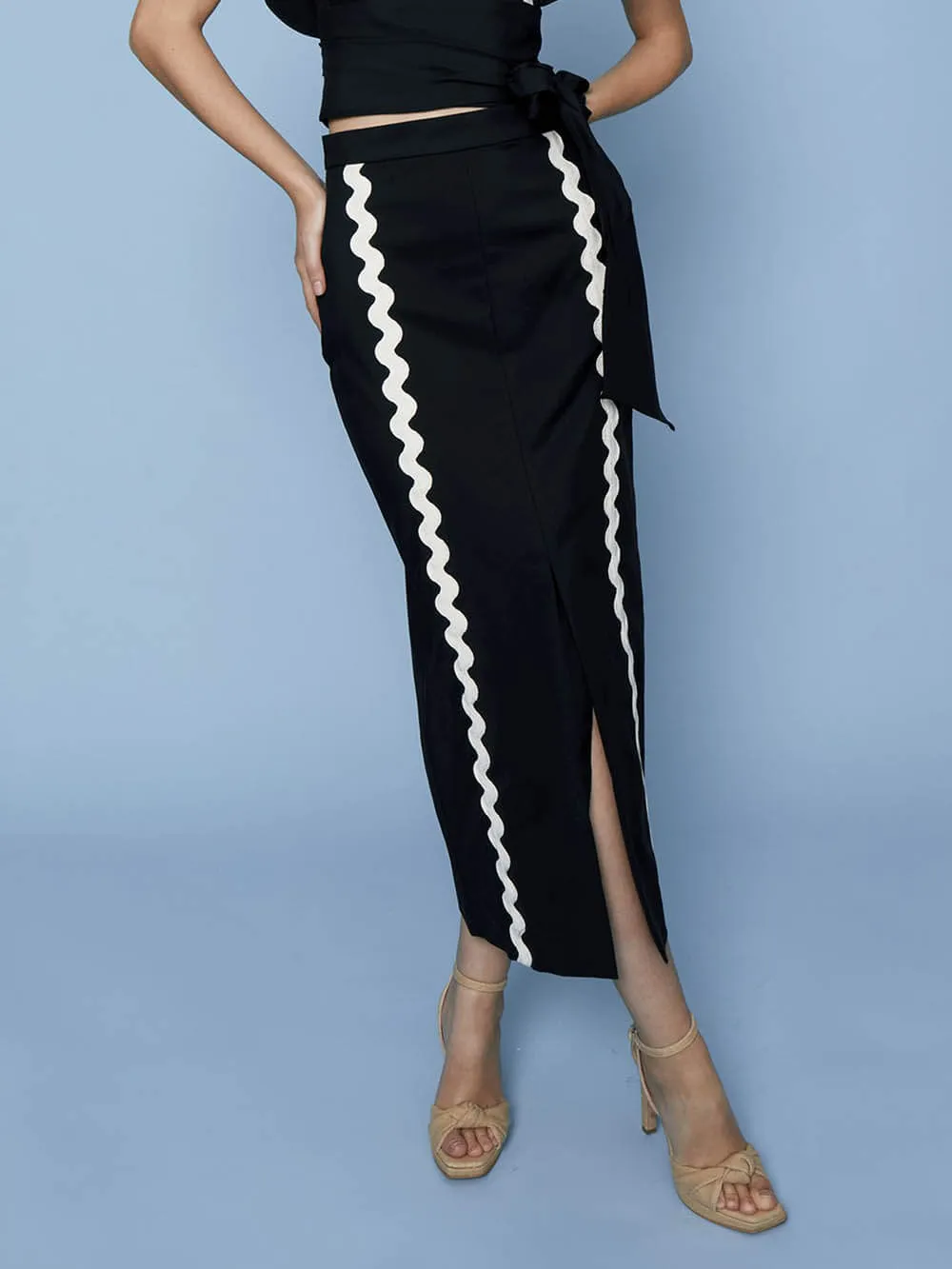Elegant Contrast High Waist Open Front Skirt sold by Like My Choice