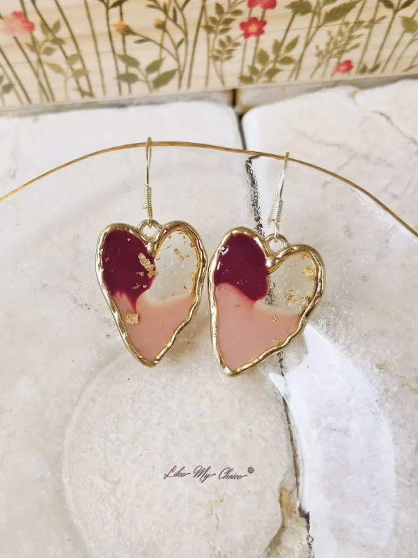 Retro purple gold foil irregular love earrings sold by Like My Choice