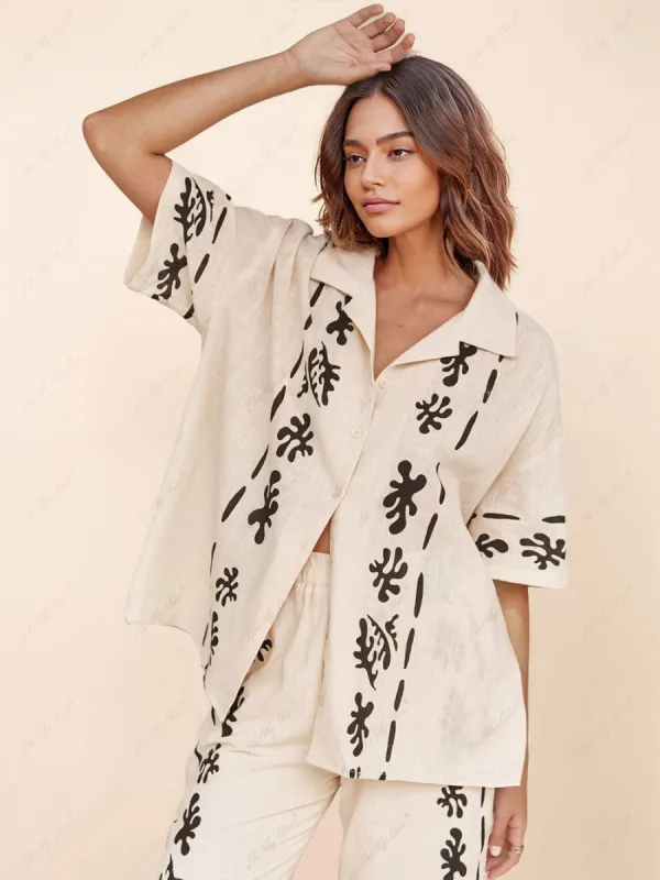 Black Printed Cream Shirt sold by Like My Choice