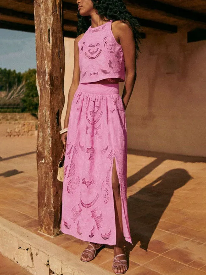 Unique Exquisite Hollow Lace Long A-Line Skirt sold by Like My Choice product image thumbnail 4