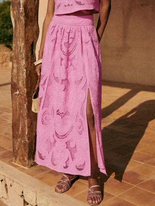 Unique Exquisite Hollow Lace Long A-Line Skirt sold by Like My Choice