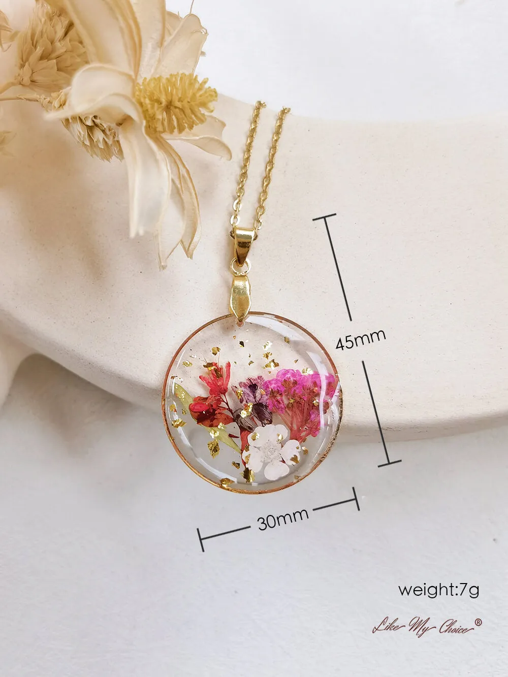 Handmade Birth Flower Bouquet Pressed Resin Pendant Necklaces-April flower sold by Like My Choice product image thumbnail 4